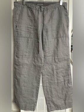 Michael Stars Linen Relaxed Wide Leg Pull On Drawstring Grey Lounge Pants Sz XS